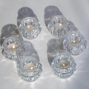 Woho Clear Votive Candle Holders Set of 6,Tealight Candle Holder Bulk for Wedding Party, Glass Tea Lights Candle Holder for Table Centerpiece, Christmas Decor