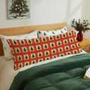 Green Christmas Tree Body Pillow Cover 20x54, Vintage Red and Green Christmas Tree Crochet Pattern Long Body Hug Pillow Pillowcase for Bed Couch Kids Adults