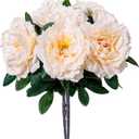 Light Champagne Premium Silk Artificial Peonies, 2 Bouquets (10 Large 5.12" Heads), 13.78" Tall Fake Floral Arrangements for Wedding Centerpieces, Home Decor & Indoor Vase Display
