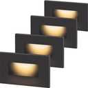 Kadision 120V Dimmable LED Step Lights, 3000K/4000K/5000K Selectable, 3.5W 175lm Indoor Outdoor Stair Lights, Aluminum ORB Finish, 4 Pack