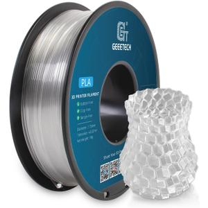 Geeetech Clear PLA Filament 1.75mm, Excellent Transparency, Neatly Wound 3D Printer Filament 1kg(2.2lbs), Dimensional Accuracy +/- 0.02 mm, Fit Most FDM 3D Printers