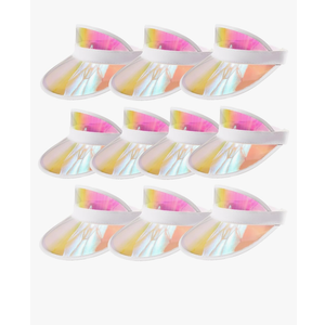 20 pack of Ultrafun Unisex Candy Color Sun Visors Hats Plastic Clear UV Protection Cap for Sports Outdoor Activities