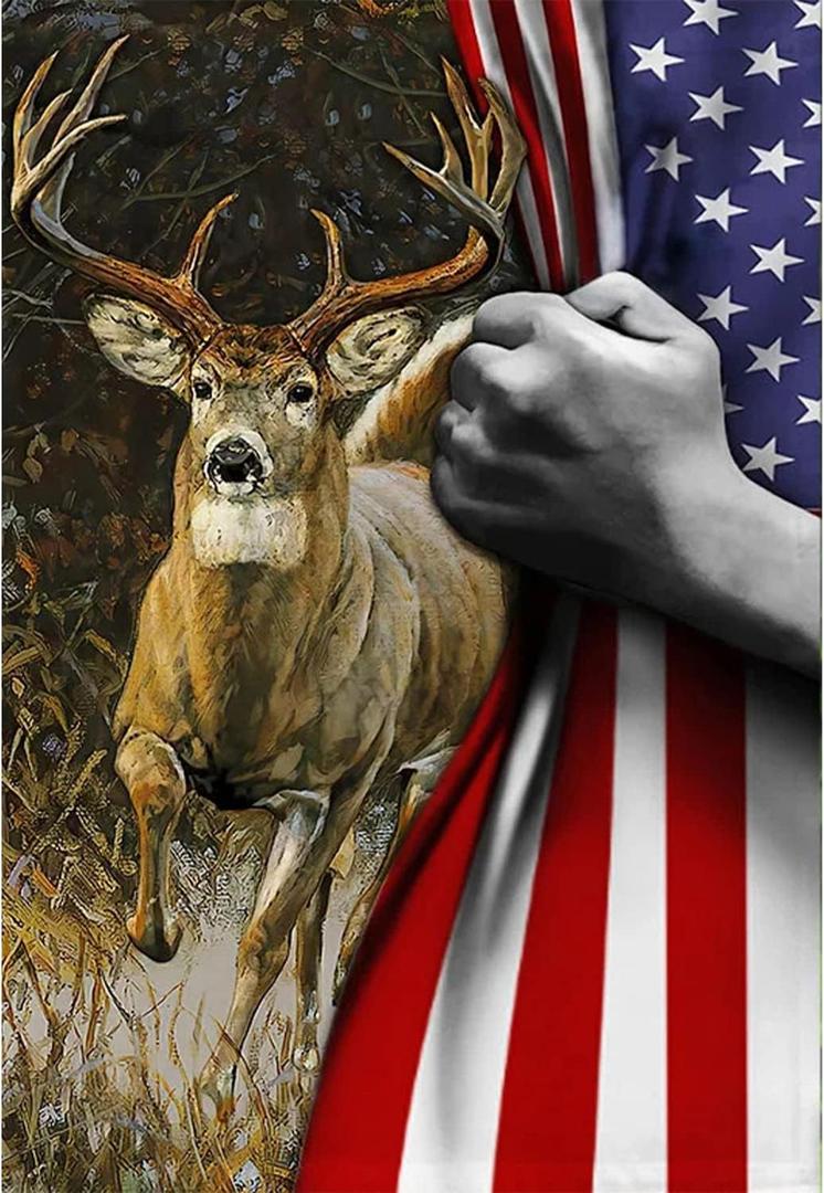 FORLAND Patriotic Diamond Painting Kits for Adults Beginners - 5D DIY Deer American Flag Full Drill Diamond Kits Painting Crafts for Home Wall Decor, Diamond Art Kits,12x16inch