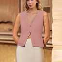 Yousify Womens Sweater Vest V Neck Button Down Crop Knit Tank Top Fashion 2025 Sleeveless Basic Cardigans (Pink)