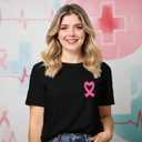 Breast Cancer Shirts for Women Breast Cancer Awareness T-Shirt in October We Wear Pink Print Tops (Black, L)