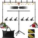 3-In-1 Adjustable Backdrop Stand 10x7.5 FT for Photography Studio with Carrying Bag, Portable T-shape Backdrop Stand Kit for Birthday Party, Background Stand for Video Studio with 6 Clamps, 2 Sandbags