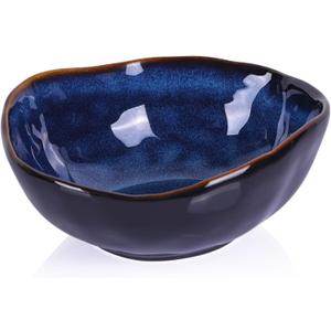 6" Blue Ceramic Decorative Bowl, Key Bowl for Entryway Table, Candy Dishes, Salad Bowl, Fruit Bowl for Kitchen Counter, Blue Small Jewelry Trinket Dish for Bedroom, Bedside Table, Living Room