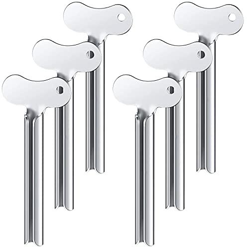 ZOCONE Toothpaste Squeezer, 6pcs Metal Tube Squeezer Key Stainless Steel Toothpaste Roller Tube Wringer for Paint, Cream, Cosmetic and Hair Dye(E)