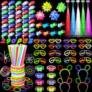 New Years Eve Party Supplies 2026, Glow in the Dark Party Supplies for Kids Adults, Light Up Party Favors with 57 LED Light Up Toys, 100 Glow Sticks Bulk DIY Glow Necklaces Neon Party Decorations