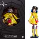Monster High Skullector Doll, Coraline Collectible in Yellow Raincoat with Dress and Accessories Like Rag Doll, Cat Figure, and Doll Stand