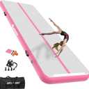 AKSPORT Air Mat Tumble Track Gymnastics Tumbling Mat Inflatable Floor Mats With Electric Air Pump for Home Use/ Tumble/ Gym/ Training/ Cheerleading/ Parkour/ Beach/ Park/ Water (Pink, 9.84)