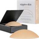 Nippies Non-Adhesive Bra Liner Nipple Covers for Women  Reusable Silicone No-Show Inserts with Travel Box (Size 2 (Fits D+ Cups), Crme)