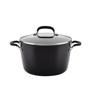 KitchenAid Hard Anodized Nonstick Stockpot with Lid, 8 Quart, Onyx Black
