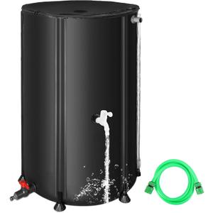 FAMIROSA 100 Gallon / 378L Collapsible Rain Barrel, Foldable PVC Rain Barrels to Collect Rainwater from Gutter, Portable Water Storage Tank Container with Hose Spigot, Water Catcher Collector Black