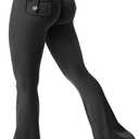 YEOREO CoreFlex Flare Leggings with Pockets for Women Scrunch Workout Leggings Butt Lifting Gym Yoga Pants, 31.5" inseam, (Small, Black)
