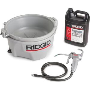 RIDGID 10883 Model 418 Handheld Oiler Bucket with 1 Gallon of Premium Thread Cutting Oil for Pipe Threader Tools, Anti-Slip Grip Lubricator, Silver