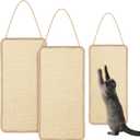 2 Pack Sisal Door Cat Scratching Mat Double Use Hanging Scratcher Wall Floor Mount Natural Cat Scratch Mat Kitty Scratching Pad for Indoor Kitten with Hemp Rope, 7.87 x 19.69(Natural)