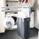 CHICVITA Rolling Laundry Basket with Wheels,75L Large Collapsible Laundry Hamper with Removable Wash Bag Space for Corner Dorms, Grey