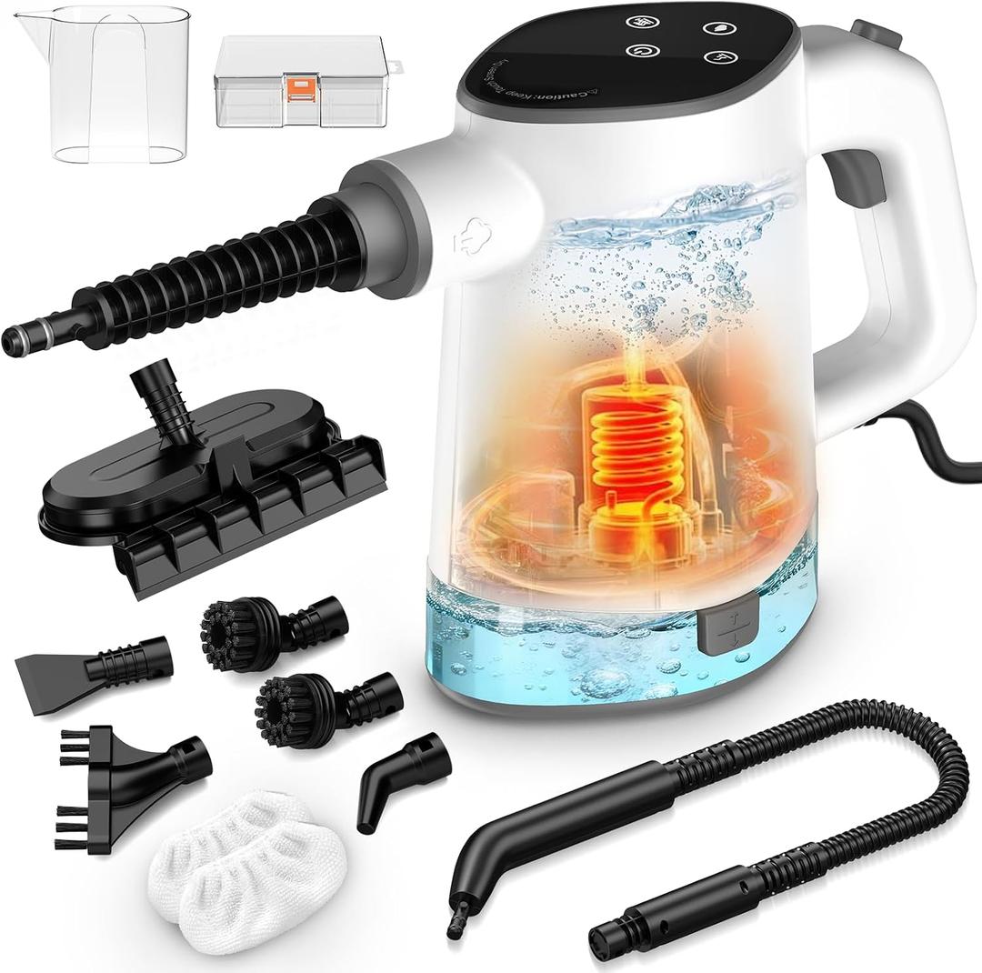 Handheld Steam Cleaner, Multi-Surface Steam Cleaner with Safety Lock, Adjustable Portable Steamer Cleaning with 11pcs Accessories for Home,Floor,Grout, Car, Couch,Furniture - 450ML Water Tank