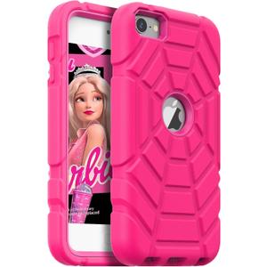 Grifobes for iPod Touch 7th Generation Case, iPod Touch 6th / 5th Generation Case, 3-in-1 Heavy Duty Shockproof Rugged Protective Cover for iPod Touch 7/6/5 Case for Kids Children(Hot Pink)