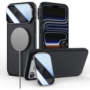 Nillkin for iPhone 17 Pro Case with Camera Cover, Compatible with MagSafe, Full Camera Protection, Shockproof Protective, Adjustable Kickstand, iPhone 17 Pro Case with Stand 6.3 inch, Black