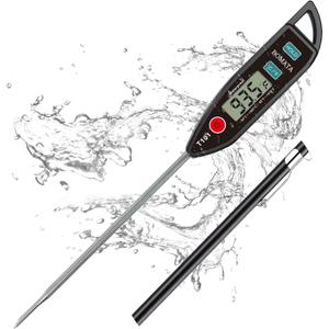 BOMATA Digital Water Thermometer for Water, Liquid, Candle and Cooking. Instant Read Food Thermometer Waterproof IPX7 with Long Probe for Cooking, Meat, BBQ! T101 (Black Color)