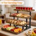 4 Tier Cupcake Stand, 15.7" Large Wooden Serving Tray for Party Food Display, Rustic Tiered Tray Decor Capable of Dessert Table & Perfume Organizer, with Sturdy Metal Frame