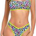 SHEKINI Women's Square Neck Bandeau Bikini Set Low Waisted Two Piece Swimsuit, S