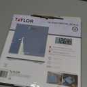 Taylor Digital Glass Bathroom Scale for Body Weight, Durable Platform, Digital Weighing Machine for People, Easy-to-Read Display, 350 lb Capacity, Slate Blue (11 x 11 Inch)