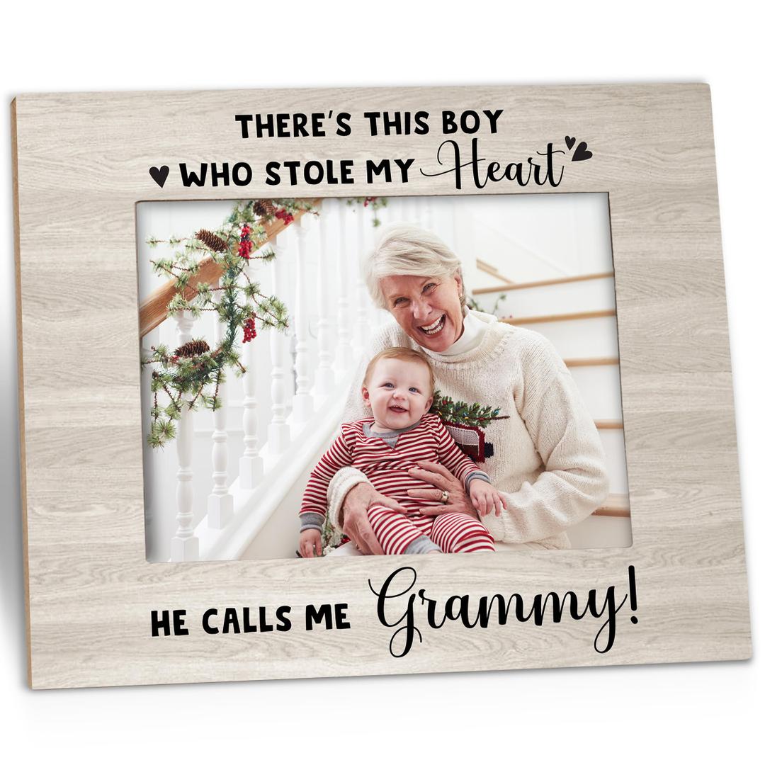 Kneaotoaji New Granny Picture Frame - First Time Grandma Gifts, New Grandma Photo Frame, There's This Boy Who Stole My Heart and He Calls Me Granny Wooden Picture Frames for 5x7 Photo