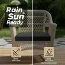 Outdoor Chair Cushions, Fade-Resistant & Water-Resistant, D Shaped Patio Furniture Seat Chair Pads Replacement with Ties, Non-Slip Bottom, Removable Cover, Set of 6, 18.5 x 16 Inch, Black