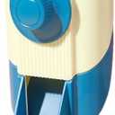 Small Animal Feed Dispenser, Pet Food Container with Mounting Bracket, Blue and Cream