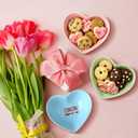 Tanlade 3 Pcs Valentine's Day Candy Bowls Mini Ceramic Serving Bowl for Tiered Tray Candy Dishes Valentine's Day Party Supplies for Treat Snack Fruit Candies Couple Sweet Talk Gift (Cute) (Pink, Blue, Green)