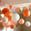 AimtoHome Carrot Party Decorations 27PCS Kit - Paper Pom Poms Lanterns Pennant Banner for Boho Birthday Party Baby Showers Wedding Halloween Fall Decor aperol Spritz (Orange/Peach/Beige)