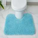 Disolla Toilet Rug U Shaped 23x24 Machine Washable Non Slip Toilet Floor Mat Soft Plush Contour Rug for Bathroom Floor, Sky Blue