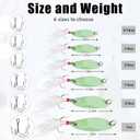 2 x Casting Fishing Spoons Lures Saltwater Jigging Spoons Fishing Tackle Bait with Treble Hooks Hard Metal Spoon Lures for Salmon Bass (10g)