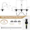 Bathroom Faucet 3 Holes, 8 Inch Widespread Faucet 2 Handle Bathroom Sink Faucets Lead-Free Brushed Nickel Bath Sink Faucets with Pop-up Drain Stopper and Supply Hoses
