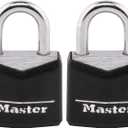 Master Lock 121T Padlock, Covered Aluminum Lock, 3/4 in. W, Black, 1-Pack, 2-Count