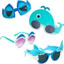 Shark Sunglasses Eyeglasses Glasses Funny Unique Novelty Costume Sunglasses for Boys Girls Adults Mens Womens Ocean Theme Party Decoration Photo Props Toys 4 Pairs