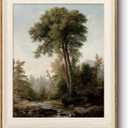 VIYYIEA Framed Canvas Wall Art, Trees Landscape Wall Art for Living Room, Vintage Natural Oil Painting Picture, Beautiful Scenery Home Decor, Bathroom Wall Decor -Twin Trees-(10"x12")