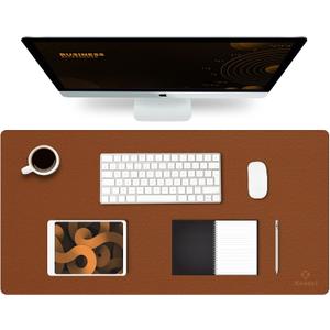 K KNODEL Large Office Leather Desk Mat, Mouse and Keyboard Pad, Computer and Laptop Mat, Desktop Protector and Cover, Writing Pad and Blotter (31.5"x15.7", Brown)