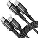 JSAUX 100W USB C to USB C Cable for iPhone 17, USBC Type C Charge Cord 5A Fast Charging Compatible with iPhone 17 Air 16 15 Pro Max Samsung Galaxy S25 S24 MacBook iPad Carplay (2-Pack, 6.6ft) Black