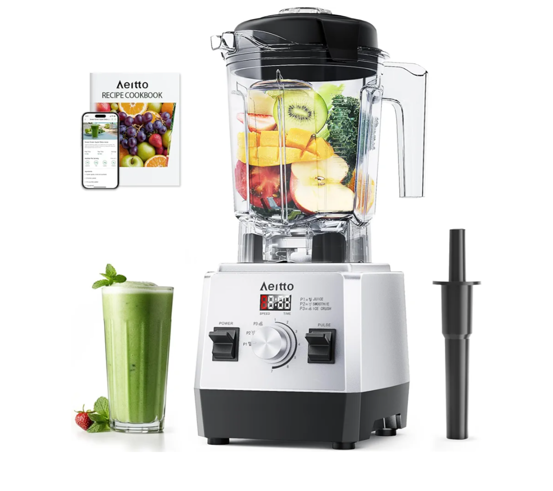 Aeitto Blenders for Kitchen with 68Oz. Jar, 1800W Max Power Smoothie Blender, 3 Preset Programs & 7 Speeds, Professional Countertop Blender for Smoothies, Ice Crush, Frozen Drinks, Silver
