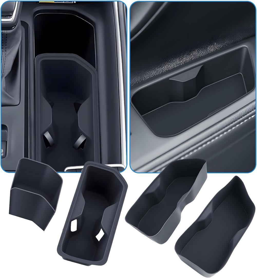 Cup Holder Inserts for Toyota Grand Highlander 2026 2025 2024, Interior Accessories Center Console Front & Rear Cup Holders Covers Protector for 2024-2026 Grand Highlander, Black