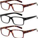 NORPERWIS Reading Glasses 5 Pairs Quality Readers Spring Hinge Glasses for Reading for Men and Women (3 Black 2 Tortoise, 1.50)