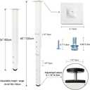 QLLY Adjustable Square Table Leg, 24-40 inch, 60-100cm, Home Office Custom DIY Table Legs, Furniture Leg Set (2, White)