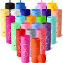 Skylety Nurse Gifts for Women Plastic Skinny Tumblers with Lid Straw Bulk 16 oz Matte Colorful Double Wall Tumblers Nursing Appreciation Gift for CNA Week Graduation School Office(24 Colors,24 Pcs)