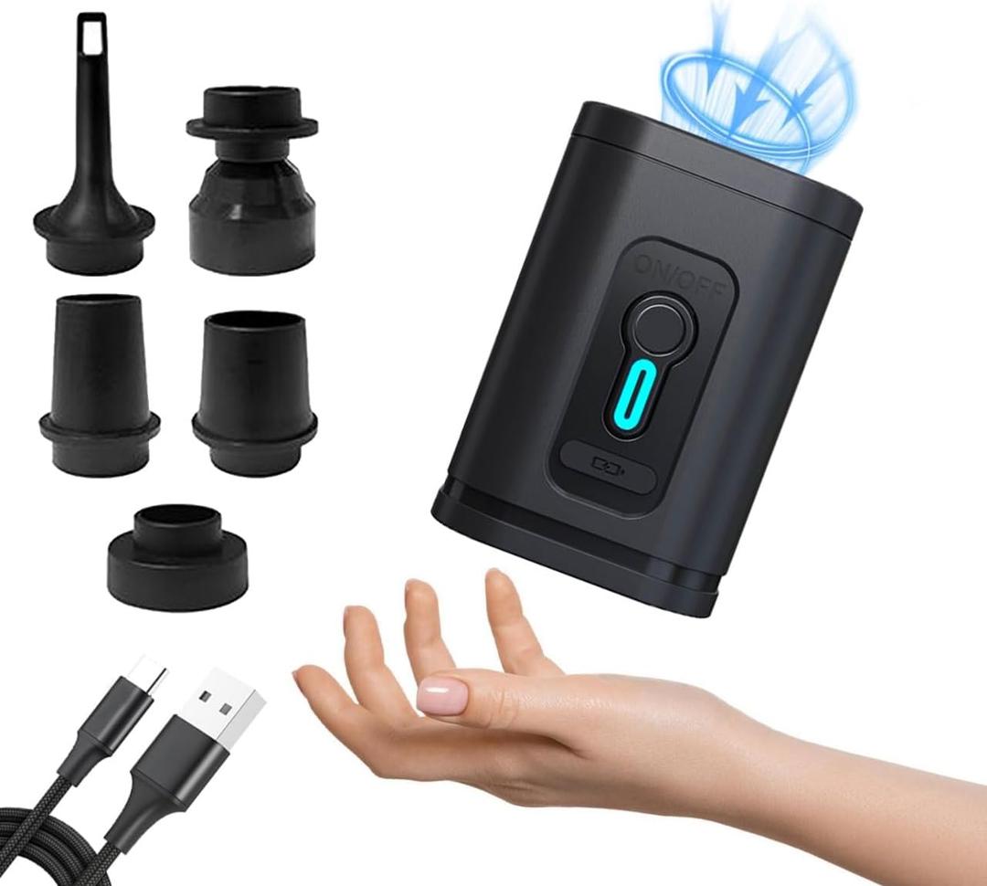 Portable Mini Air Pump Rechargable Perfect for Pool and Beach Inflatables for Mattresses with Carry Bag Includes 6' Charging Cord by MeeA 700mAh