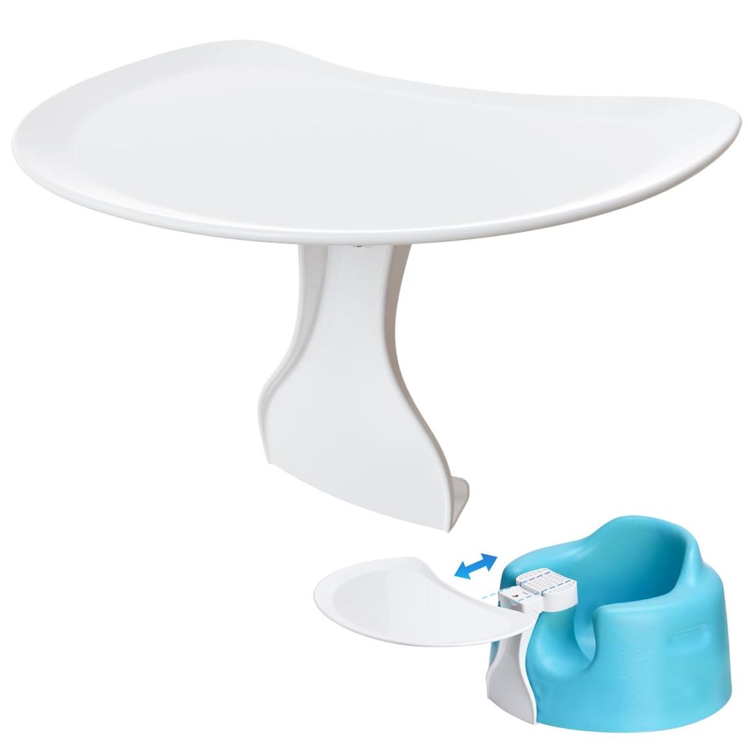 Seat Tray Accessory, Compatible with Bumbo Seat - Detachable Tray Surface with Secure Bottom Hook | Tray Accessory Perfect for Feeding and Play | Easy to Clean | - White