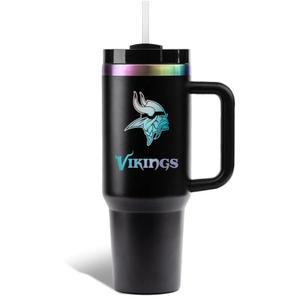 NFL 40oz Iridescent Tumbler - Double-Wall Vacuum Insulated Stainless Steel Water Bottle - Team Spirit Travel Cup with Handle, Lid and Straw, Hot and Cold Drink Container
